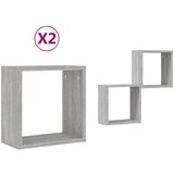  Zidne kockaste police 2 kom Siva Sonoma 30x15x30 cm | shoptok.hr