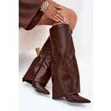 Boto Insulated Stiletto Boots With Folded Shaft Chocolate Tamonia | ePonuda.com