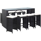 The Living Store Zunanja barska garnitura 9-delna poli ratan črna - Vrtni Barski Komplet, (21423221) | Shoptok.si
