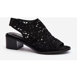 Kesi Openwork high-heeled sandals black Serapina Cene