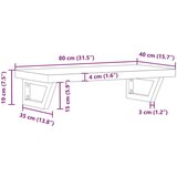  Zidna polica za Lavabo - Umivaonik od čelika i masivnog bagremovog drva Smeđa i crna 80 x 40 x 4 cm 1 Trapez | shoptok.hr