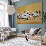  XXL slika - Japanese cranes - a flock of birds against a golden background based on a painting by Ishida Yūtei 200x133 | shoptok.hr