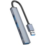 Orico USB hub s 4 vhodi, 1x USB 3.0, 2x USB 2.0, TF+microSD, 0,15m, aluminij, AH-A12F Cene