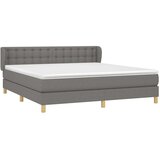  Box spring postelja z vzmetnico temno siva 160x200 cm blago, (20900523) | Shoptok.si