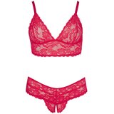 Cottelli Plus Size - komplet modrčkov iz mehke čipke (rdeča) - 3XL | Shoptok.si