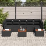 vidaXL set od 8 komada vrtnih kauča s jastučićima crni poli ratan akacija | shoptok.hr