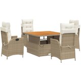  The Living Store Vrtna jedilna garnitura 5-delna z blazinami bež poli ratan - Vrtna Jedilna Garnitura, (21446000) | Shoptok.si