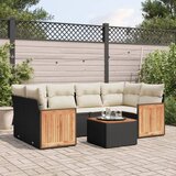 Maison Chic Seti vrtnega pohištva - Vrtna garnitura - Vrtni pohištvo set 7-delna z blazinami črn poli ratan, (21801325) | Shoptok.si