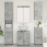  Set namještaja za kupaonicu TULUM 5 kom. Betonski sivi - Beton siva Kupaonski ormar s ogledalom ormar s ladicom viseći ormarić | shoptok.hr