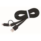  USB 2,0 kabal charging combo cable microUSB + iPhone, black, 1 m, FLAT GEMBIRD CC-USB2-AMLM2-1M | Eponuda.ba