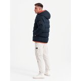 Ombre Warm men's sports jacket with double hood - navy blue | Shoptok.si