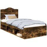  Krevetna konstrukcija s uzglavljem Dimljeni hrast 100 x 200 cm | shoptok.hr