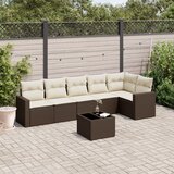  7-dijelni set vrtnih sofa od poliratana s jastucima smeđi | shoptok.hr