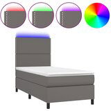 The Living Store Box spring postelja z vzmetnico LED siv 90x190 cm umetno usnje - Box Spring Postelja, (21521243) | Shoptok.si
