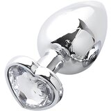 Sunfo metalni analni dildo sa kamenom u obliku srca (srebrno-bijeli) | shoptok.hr