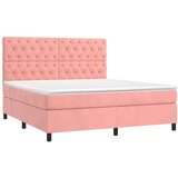  Box spring postelja z vzmetnico roza 160x200 cm žamet, (20896671) | Shoptok.si