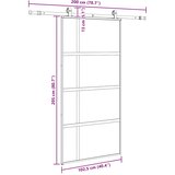  Klizna vrata s priborom crna 102,5 x 205 cm kaljeno staklo | shoptok.hr