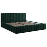 Makamii Tamno zeleni tapecirani bračni krevet s prostorom za odlaganje s podnicom 180x200 cm Lemi – | shoptok.hr