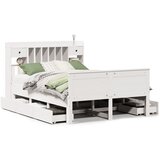 vidaXL Knjižna postelja brez ležišča bela 140x190 cm trdna borovina, (21609567) | Shoptok.si