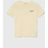 Calvin Klein Jeans Otroška bombažna kratka majica bež barva, IB0IB01319