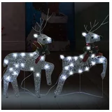 Den Božični severni jeleni 2 kosa srebrni 40 LED akril