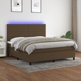  The Living Store Box spring postelja z vzmetnico LED temno rjava 160x200cm blago - Box Spring Postelja, (21515219) | Shoptok.si