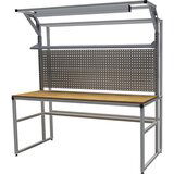 bedrunka hirth aluminijasta delovna miza s sistemsko nadgradnjo workalu®, enostranska, 1 polica, 2 perforirani steni, delovna svetilka, širina plošče Cene