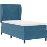 Box Spring Krevet s Madracem u Tamno Plavoj 90x200 cm Baršun | shoptok.hr
