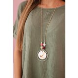 Kesi Włoski Muslin blouse with a necklace khaki | Shoptok.si