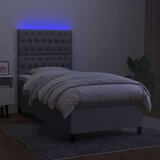  Box spring postelja z vzmetnico LED sv. siva 100x200 cm blago, (20726933) | Shoptok.si