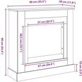 vidaXL Okvir za kamin boja drva 90x30x90 cm od konstruiranog drva | shoptok.hr