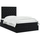  Krevet od pjene s madracem i LED-om Crna 120 x 200 cm Baršun - Crna 120 x 200 cm Kristal s dugmadima | shoptok.hr