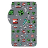 Jerry Fabrics Siva napenjalna enojna bombažna otroška rjuha 90x200 cm Minecraft "We got this" – Cene