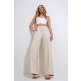 Trend Alaçatı Stili Women's Stone Double Breasted Elastic Waist Palazzo Trousers