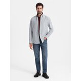 Ombre Elegant men's oxford shirt with embroidery - light grey | Shoptok.si