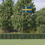 vidaXL Švedska zastava i jarbol 5 55 m aluminijski