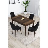 Hanah home trpezarijski set Kar, sto na razvlačenje i 4 stolice, ploča u dekoru drveta Baroque, crna tkanina Babyface | Eponuda.com