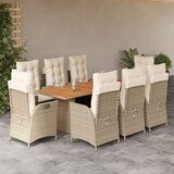  The Living Store Vrtna jedilna garnitura 9-delna z blazinami bež poli ratan - Vrtna Jedilna Garnitura, (21479211) | Shoptok.si