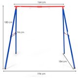  Robusten kovinski gugalni okvir A-frame, vrtni gugalni okvir 194 x 184 x 180 cm, rdeča + modra | Shoptok.si
