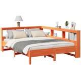  Knjižna postelja brez vzmetnice vošč. rjava 140x190 cm borovina, (21790843) | Shoptok.si