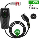 JUNSUN Polnilna pištola Mode 2, 3-fazna 11KW, nastavljiva 8A/10A/13A/16A, 5-metrski kabel s funkcijo rezervacije, s kovčkom za prenašanje, (22127986) | Shoptok.si