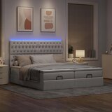  Otomanski okvir kreveta s madracima smeđesivi 200x200cm tkanine | shoptok.hr