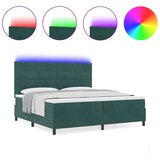 Box Postelja s vzmetnico in LED temno zelena 200x200 cm žamet, (22049970) | Shoptok.si
