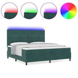 Box Spring Krevet s Madracem &amp LED Tamno Zelena 200x200 cm Baršun | shoptok.hr