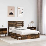  Postelja s shranjevanjem z vzglavjem Dimljeni oreh 135 x 190 cm, (5000106017) | Shoptok.si