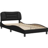  The Living Store Posteljni okvir z vzglavjem črn 100x200 cm umetno usnje - Posteljni Okvir, (21497948) | Shoptok.si