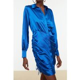 Trendyol Indigo Shirred Detailed Satin Dress | shoptok.hr