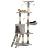 vidaXL Mačje drevo s praskalniki iz sisala 138 cm sive barve | Shoptok.si