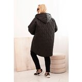 Kesi Włoski Plus Size women's quilted jacket with a hood and the word HOPE black | shoptok.hr