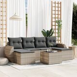 Maison Chic Seti vrtnega pohištva - Vrtna garnitura - Vrtni pohištvo set 7-delna z blazinami siv poli ratan, (21803435) | Shoptok.si